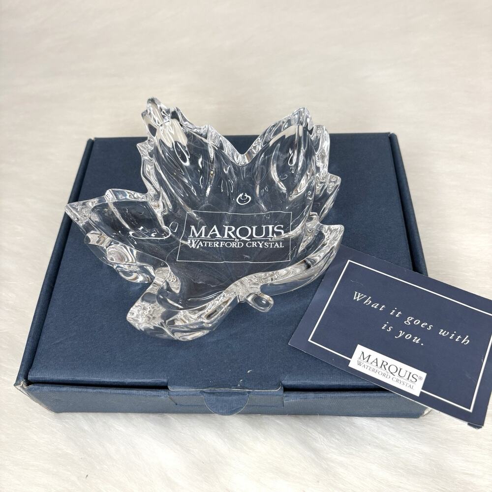 Marquis by Waterford Crystal Leaf Dish Bowl 5.5” Clear Crystal Trinket Candy